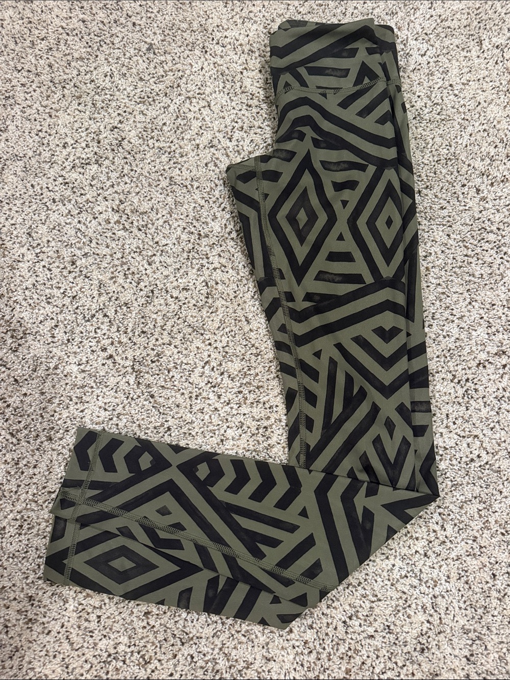 Lululemon Olive Green Geometric Print Leggings